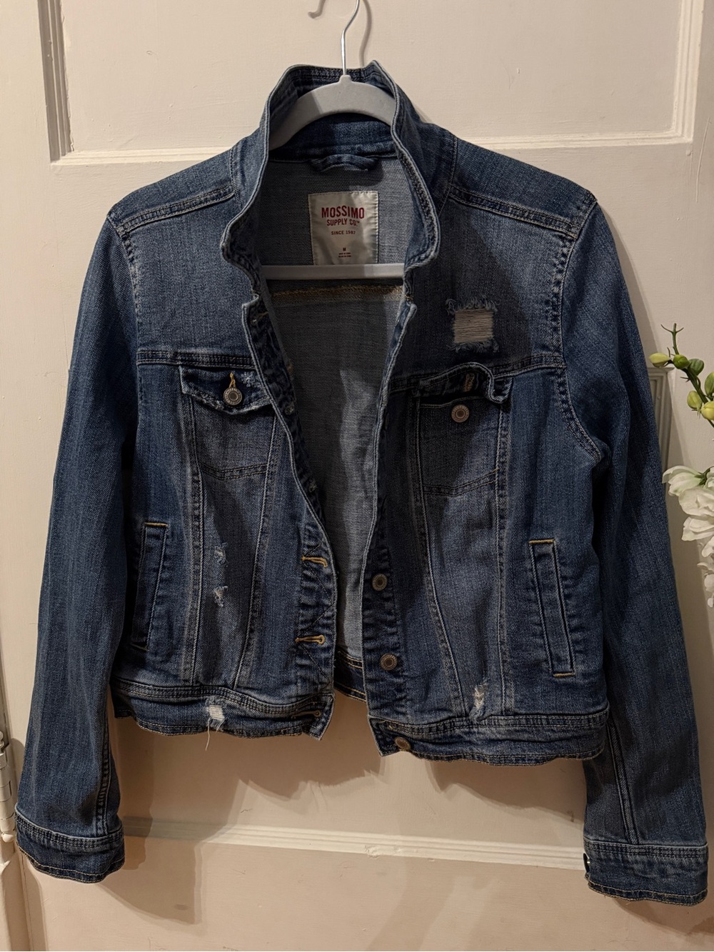 Mossimo Supply Co. Blue Distressed Denim Jacket